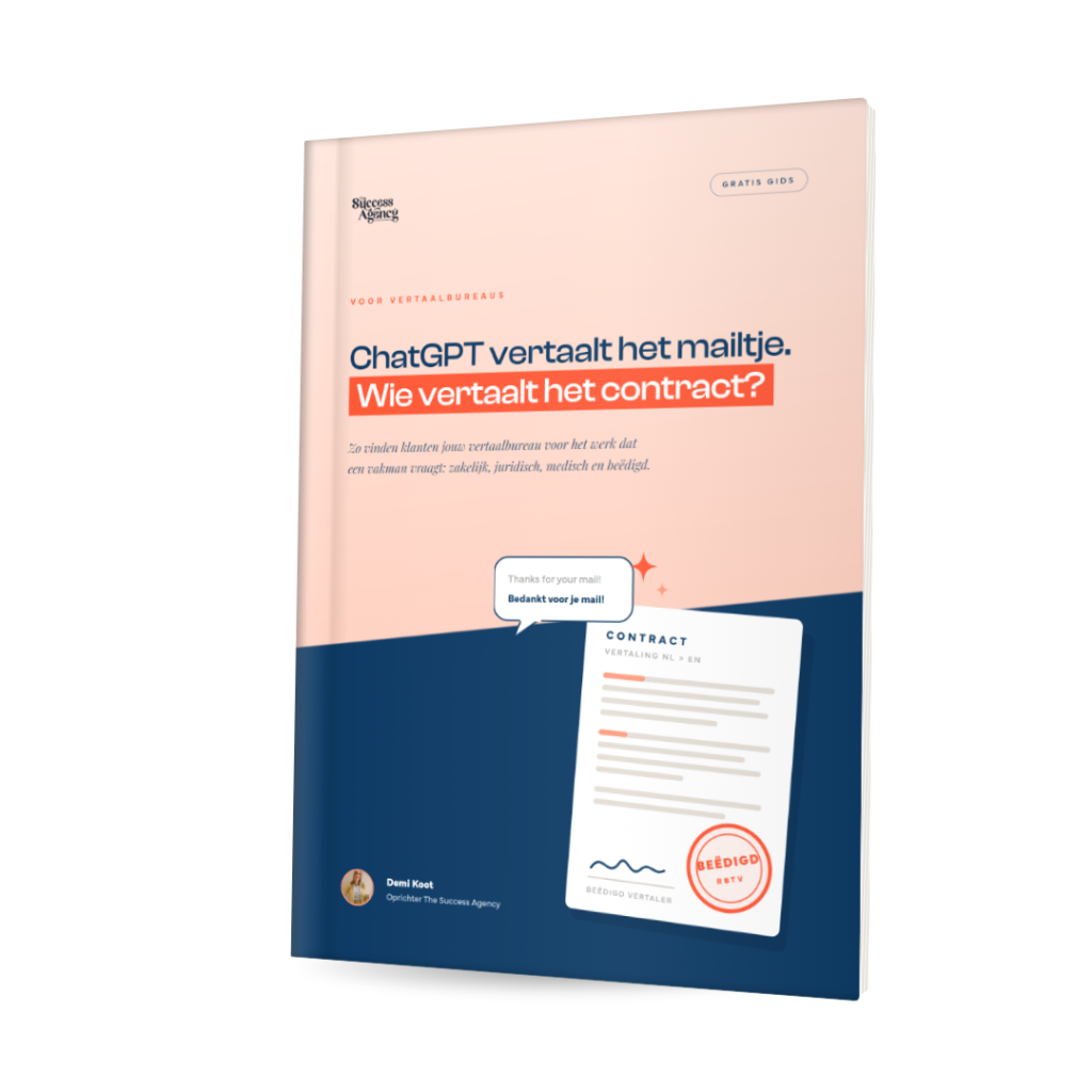 Gratis gids ChatGPT vertaalt het mailtje. Wie vertaalt het contract? Online marketing voor vertaalbureaus